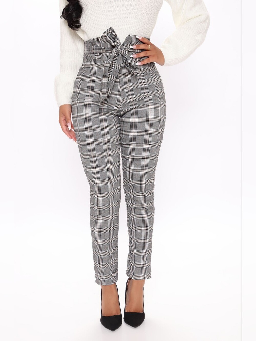 Fashion Nova KNOT YOUR GIRL High Waist Tie Plaid Pants SZ XL